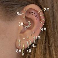 Helix Conch Piercing Snake Earrings for Women Silver Color Moon Star Daith Tragus Cartilage Ear Hoop Septum Rook Fashion Jewelry 1-1pc