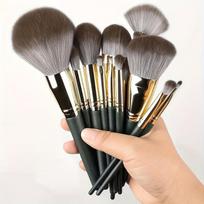 14 vnt Pro makiažo šepetėlių rinkinys – minkštų nailoninių šerių dervos lazdelės palmių šepetėlio dizainas nepriekaištingam makiažo pagrindo akių šešėlių tepimui 14 brushes