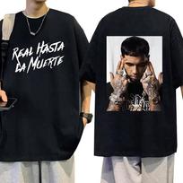 Rapper Anuel AA Real Hasta La Muerte T Shirt Men Casual Cotton Print T-shirts Fashion Hip Hop Vintage Oversized Women Tee Shirt S įvairiaspalvis