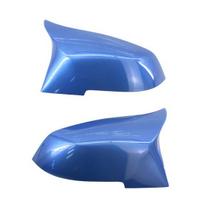 2Pcs Rearview Mirror Shell Car Styling Horn Design Blue Perfect Matching Side Mirror Cover 51167292745 51162222543 51162222544 for BMW F30 F32 F35 mėlyna