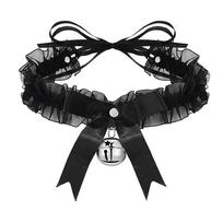 Sexy Cat Ears Headband for Women Girls Lace Bow Necklace Plush Bell Hairband Cosplay Masquerade-Party Costume Hair Accessories