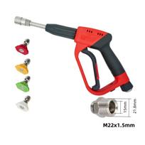 Extended High Pressure Water Gun with Interchangeable Nozzles for Home Garden Use Quick Connect Anti-Tangle Hose Compatible Multiple Interface One Size