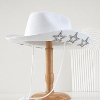 Classic Shiny Western Cowboy Hat Wide Brim Ethnic Style Rhinestone Star Jazz Hat Sunscreen Cap Top Hat Costume Accessories XS（old） balta