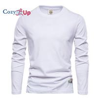 „Cozy Up“ vyriški nauji vienspalviai marškinėliai ilgomis rankovėmis, sportiniai išoriniai drabužiai apvaliu kaklu, medvilniniai apatiniai marškinėliai M balta