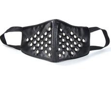 Halloween Party Punk Mask with Rivet Anti-dust Black Leather Mask Men Women Hip Hop Gothic Masks Bar Stage Performance Masks juoda