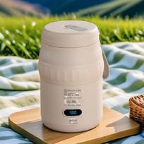Nešiojamas elektrinis kelioninis virdulys – kompaktiškas pastovios temperatūros šildymo ir izoliacijos puodelis 500ml Dual Insert + Gift + Type-C Cable dramblio kaulo baltumo spalva