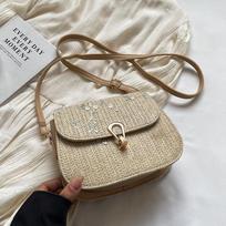 Lock One-shoulder Crossbody Bag New Style Woven Fashionable Korean Version with Ins Small Square Bag Straw Woven Bag Women