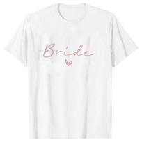 Team Bride Heart Evjf Marškinėliai Mergvakario Moteriški Marškinėliai Merginos Vestuvių Viršutiniai Marškinėliai FeUnisex Juodi Rožiniai Balti Drabužiai Camisetas Mujer Unisex L