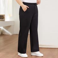 Women's Elastic Waist Autumn/Winter 2025 Straight-Leg Wide-Leg Sweatpants 2XL [55-65 kg] juoda