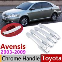 for Toyota Avensis T250 T25 2003~2009 Chrome Door Handle Cover Car Accessories Stickers Trim Set 2004 2005 2006 2007 2008 1 Keyhole 4 Door