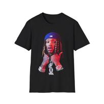 2025 Summer King Von Pattern T-shirt, Retro Hip-hop Rap T-shirt, Pure Cotton Printed Street Fashion Trendy Casual T-shirt XL