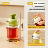 Press-top Glass Oil Bottle,Soy Sauce And Vinegar Condiment Bottle,Home Kitchen Spice Metered Oil Control Bottle žalia