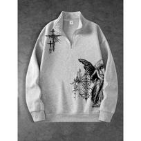 Fashion Design Zipper Stand Up Collar Shirt, Casual Occasion Fashion Street Wear Zipper Hoodie Fashion Clothing Selection S