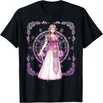Nintendo Zelda Pink Ornate Border Portrait Graphic T-Shirt T-Shirt S juoda