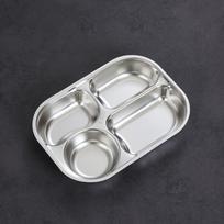4/5 skyrių padalintas maisto padėklas 304 nerūdijančio plieno pagilinta padalinta lėkštė su dangteliu mokyklos maisto lėkštė studentui