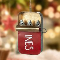 Coastal Style Sardine Can Canned Hanging Ornament Tags Seafood Funny Ornaments Diy Home Decor Tin Sardines Fish Decoration A