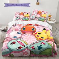 Pikachu rašto patalynė, Antklodžių komplektas, Antklodės užvalkalas, Pagalvės užvalkalas, Namų gimtadienio dovana (1 * antklodės užvalkalas + 2 * pagalvės užvalkalai, be šerdies) 135x200cm