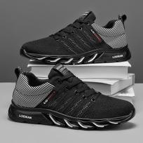 Men's Breathable Running Shoes Lightweight and Fashionable Sports Shoes Spring Summer Outdoor Black Mesh Breathable Casual Shoes 39 juoda