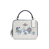 Coach X Disney bendradarbiavimo dėžutė 18 Pelenės vežimėlio rašto grandinėlės dengto drobės krepšys Mažas moteriškas krepšys Glacier-White Blue C1426-SVRFI Basic Set (Bag+Dust Bag)