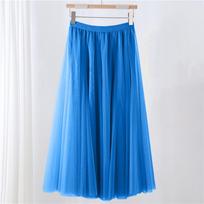 Women's Color Mesh Skirt With Elastic Band Large Swing Mid Length Skirt 80