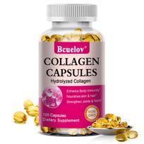 Bcuelov hydrolyzed collagen capsules with vitamin C and biotin nourish the skin hair nails and enhance immunity 120 capsules
