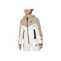 Nike Sportswear Tech Fleece Color Block Logo Print Zip-Up Hoodie Kids Hoodies Khaki FD3285-121 S