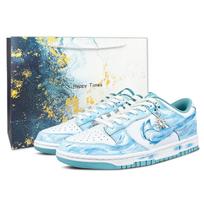 Nike Dunk Low top Skateboard Shoes Unisex White Blue Silver DV0833-106(Team153-Lucky) 36.5