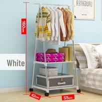 Mobile Floor-Standing Triangle Coat Rack with Wheels and Multi-Layer Storage for Clothes and Drying balta