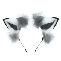 All-match Simulation Animal Husky Dog Ears Plush Headdress Cosplay Props Headband Cosplay Toy for Zoo Themed Party 1