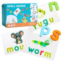 Naujas medinis gyvūnų abėcėlės žodžių žaidimų lenta, dėlionės, Montessori edukacinis žaislas, pažinimo gebėjimų mokymosi žaislai vaikams