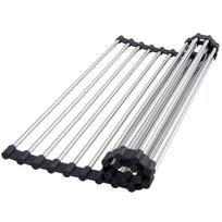 Foldable Stainless Steel Dish Drying Rack for Kitchen Sink Storage Space Saving Roll Up Drain Board Holder Organizer 45*7*5 cm
