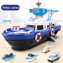 QWZ didelio dydžio imitacinis bėgių takelis, inercinis valtis, slegiamos mašinos, žaislinės transporto priemonės, muzika, istorija, lengvas laivas modelis, žaislas, automobilių stovėjimo aikštelė, berniukai, dovanėlė vaikams