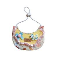 Pet Bib Adjustable Elastic Cord Cat Bandana with Cartoon Pattern Printed Breathable Cat Collar for Small to Medium Pets S