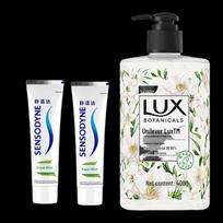 Lux Freesia Hand Wash & Sensodyne Fresh Mint Toothpaste Bundle