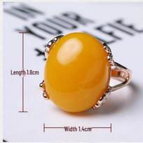 Gintaro ir bičių vaško reguliuojamas žiedas - Unisex, Etninis stilius, Vištienos riebalų geltonumo, Kraujo gintaras, Mėlynas gintaras. Puiki dovana! orange