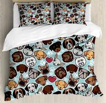 Cute Chihuahua Dog Duvet Cover Set,Girl Chihuahua Fashion Glasses Ribbons Puppy,Bedding Sets Twin Single King Size,Pale Pink 135x200cm