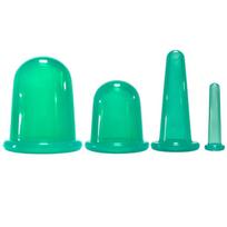 Colorful Silicone Cupping Set For Home Vacuum Therapy 4-piece Set Assorted Colors Green