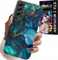 Etui Do Samsung Galaxy S21 Fe - Niebiesko Zielony Marmurek Plecki Wzory