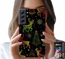 Etui Do Samsung Galaxy S21 - Renifer, Płatek Śniegu, Choinka + Szkło