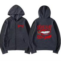 Maneskin Unisex Retro Zip-Up Hoodie XXXL tamsiai pilka spalva