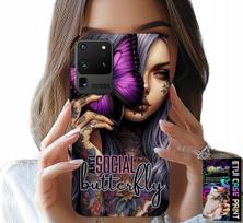 Etui Do Samsung Galaxy S20 Ultra - Anti Social Różowy Motyl + Folia