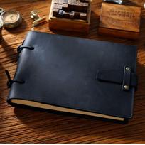 Vintage Handmade Cowhide Leather Tie-up Notebook: Sketchbook & Diary juodos spalvos crazy horse
