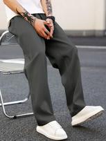 Men's American-Style Trendy Loose Straight-Leg Casual Pants L tamsiai pilka spalva