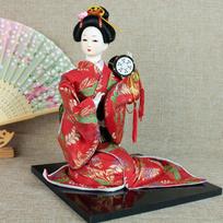 Sitting Posture Style14-inch Japanese Kimono Geisha Doll, Silk Figure, Japanese Cuisine Decoration, Hotel Supplies New Year Gift 14inch
