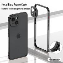 iPhone 14 Plus Case: Seahorse Buckle, Metal Heat Dissipation, Slim Snap-On Cover DY03 Model žvaigždėta juoda spalva