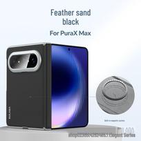 Huawei Pura X Max Fold - Elegant Liquid Leather Magnetic Phone Case Pura X Max elegantiška juoda spalva