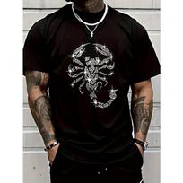 European Sizes Men's Black Scorpion Print T-Shirt -Breathable Round Neck Short Sleeve S įvairiaspalvis