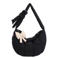 Large Capacity Down Cotton Crossbody Bag Korean Style Dumpling Bag Nylon Quilted Handbag  Ladies ruda