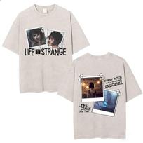 Game Life Is Strange Butterfly Vintage Washed T Shirt Men Womens Casual Retro Player Clothes Oversized Short Sleeve Streetwear S