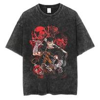 Berserk Anime Clothing Guts Graphic Print Tee Men Women Short Sleeve Tshirts Harajuku Male Washed Cotton Vintage Manga Tshirt S